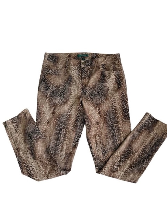Ralph Lauren Pants - Ralph Lauren Snake-Print Pants in Brown and Cream